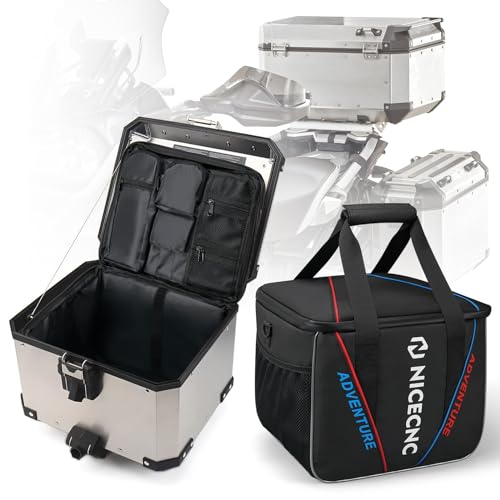 NICECNC Motorcycle Luggage Inner Bag 21L, DIY Compartment, Motorcycle Top Case Pannier Inner Bag with Foot Pad, Compatible with BMW R1200GS R1250GS ADV LC 2004-2022 F850GS F750GS F700GS F800GS, 1PCS - color: Black-Top Case Inner Bag