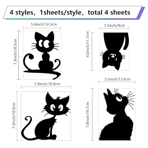 GORGECRAFT 4Pcs 4 Styles Cats Bumper Decals Black Heart Paw Print Fish Bone Mouse Wool Ball Car Sticker Waterproof Reflective Automotive Exterior Decor Stickers for SUV Truck Motorcycle Doors Walls - style: Cat Shape