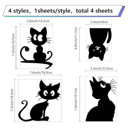 GORGECRAFT 4Pcs 4 Styles Cats Bumper Decals Black Heart Paw Print Fish Bone Mouse Wool Ball Car Sticker Waterproof Reflective Automotive Exterior Decor Stickers for SUV Truck Motorcycle Doors Walls - style: Cat Shape