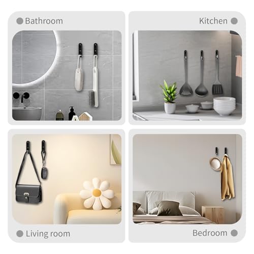 2PCS Foldable Wall Hooks, Flip Down Design with 40 lbs Heavy-Duty Capacity, Retractable Wall Hooks for Bathroom, Bedroom & Entryway Space Saving (Gray) - color: Gray, size: 2 Hooks