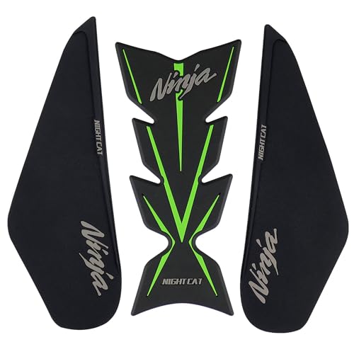 NIGHT CAT Compatible Ninja 400 Ninja 500 Motorcycle Fuel Tank Pad Kit Side Fuel Knee Guard Sticker Fuel Tank ProtectorGreen） - color: Green