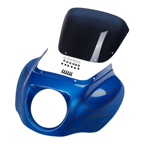 Front Headlight Quarter Fairing Windshield Fit For Harley Softail Low Rider FXLR Street Bob FXBB 2018-2020 Low Rider S FXLRS 2020-2025 Softail Standard FXST 2020-2024 Electric Blue - color: Fairing Electric Blue #4