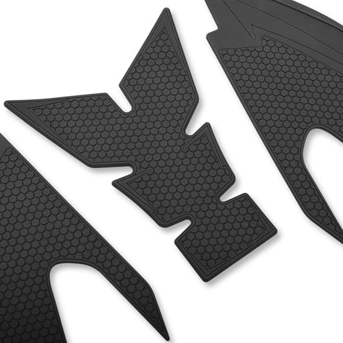Motorcycle Non-Slip Rubber Gas Tank Pads with Knee Grips - 4-Piece Traction Side Protectors (for Yamaha Vehicle) YZF-R25 YZF-R3 (2019-2025) Fuel Tank Pad (Black) - color: Black