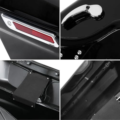 TCT-MOTORPARTS Vivid Black Hard Saddle Bags Saddlebag w/Latch Fit for Harley 2014-2024 Touring Road King Street Electra Glide Ultra-Classic FLT FLHT FLHTCU FLHRC - color: Standard Vivid Black