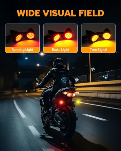 PBYMT Motorcycle LED Turn Signals Bullet,SMD Blinker Lights,Rear Turn Signals Compatible with Honda Yamaha Suzuki Kawasaki Harley Dyna (10mm Mounting Hole) - size: 10mm Mounting Hole