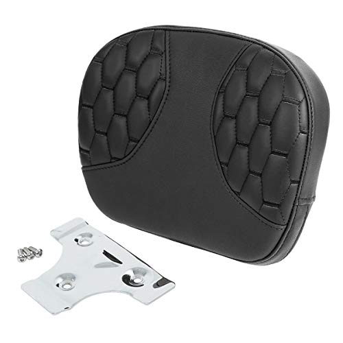 SLMOTO Detachable Leather Sissy Bar Backrest Passenger Pad Bracket Fits For Harley Touring Road King Electra 2014-2023, Black Stitching - color: Black Passenger Backrest PAD