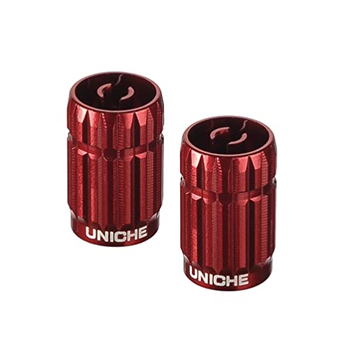2-in-1 Valve Stem Caps with Core Remover Function - 2 Pack [Red] | Schrader Valve Core Removal Tools, Universal Tire Valve Caps for Cars, Trucks, SUVs, Motorbikes, and Bikes - color: Red