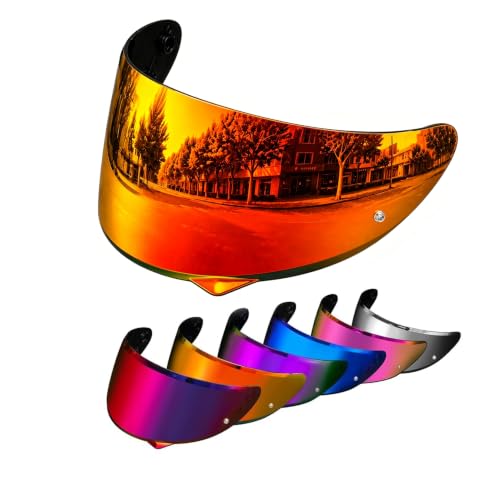 PSLER HJ-34P Visor - HJ-34P Visor Tinted C10 Helmet Visor Face Shield for HJ-34P C10,Deep Red - color: Gold Red