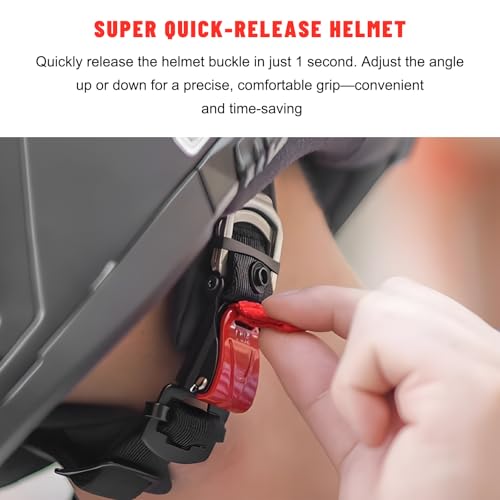 Sun Walker Helmet Quick Release Buckle Kit, Motorcycle Helmet Pull Lock for Chin Strap Up to 1", Bicycle Ratcheted Buckle Set (Red) - color: Red