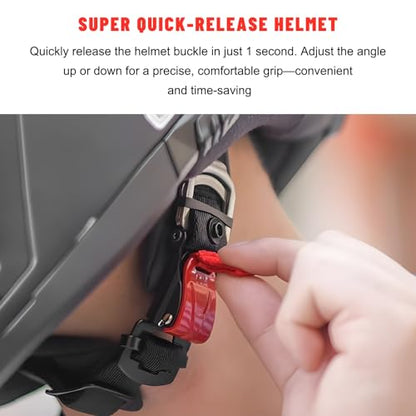 Sun Walker Helmet Quick Release Buckle Kit, Motorcycle Helmet Pull Lock for Chin Strap Up to 1", Bicycle Ratcheted Buckle Set (Red) - color: Red