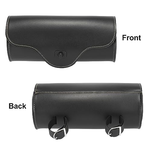 Motoforti Universal Motorcycle Handlebar Tool Bag Cycling Storage Bag Waterproof Faux Leather Black