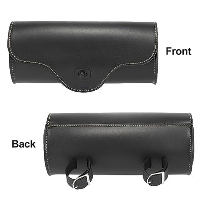Motoforti Universal Motorcycle Handlebar Tool Bag Cycling Storage Bag Waterproof Faux Leather Black