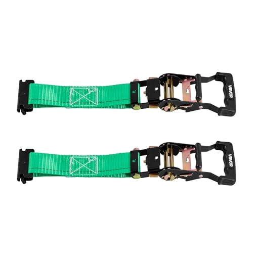 VEVOR Wheel Chock Tie-Down Kit, Chock-Style Trailer Tie Down Strap, Car Tie Down Kit with Buckle, Break Strength 4380 lbs & Working Load 1460 lbs Motorcycle System for ATVs, UTVs & Trailers - style: Chock-Style with 2 sets