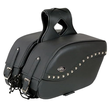 Milwaukee Leather Studded Throw-Over Motorcycle Saddlebags – Synthetic Leather – Universal Fit – Zip-Off - Large - color: SH646ZB-BLACK, size: Large