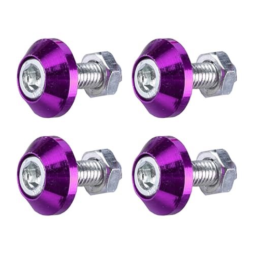 4PCS Motorcycle License Plate Bolts, Aluminum Alloy Car Tag License Plate Screw Decorative Kit, License Plate Frame Fastener Accessories for Most Motorcycles, Cars, Trucks (Purple) - color: Purple