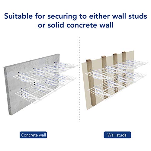FLEXIMOUNTS 4-Pack 24-inch-by-72-inch Wall Shelf Garage Storage Rack Wall Mounted Floating Shelves 2x6 ft,White, Classic Series - color: White, size: 4 pack-2x6 ft