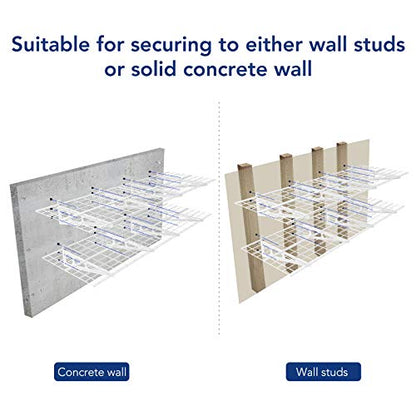 FLEXIMOUNTS 4-Pack 24-inch-by-72-inch Wall Shelf Garage Storage Rack Wall Mounted Floating Shelves 2x6 ft,White, Classic Series - color: White, size: 4 pack-2x6 ft