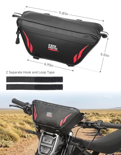 KEMIMOTO Upgraded 2.5L Motorcycle Handlebar Bag Universal Waterproof Front Tool Storage Bag Bicycle Handlebar Bag Compatible with Sur-Ron Light Bee X and S X160 X260 Talaria Sting Electric Dirt Bike - color: Red