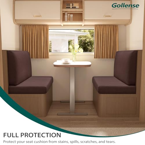 Gollense RV Dinette Cushion Covers Set of 2, Waterproof Stretch Camper Cushion Covers, Sectional Replacement RV Seat Covers for Trailer Couch, Includes 2 Backrest Cover & 2 Bench Cover (Chocolate) - color: Chocolate