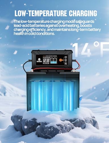 DC HOUSE 12V 5A Battery Charger, Smart LiFePO4 & Lead Acid Battery Maintainer, Trickle Charger & Desulfator for Car, Motorcycle, Automotive Batteries