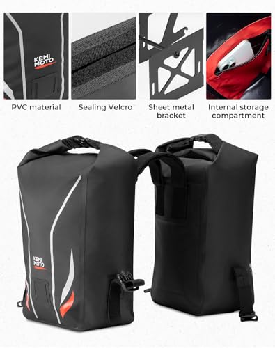 KEMIMOTO Motorcycle Saddlebags,Waterproof Luggage Bag with Surron support frame, Bike Panniers Compatible with Sur-Ron Light Bee X and S X160 X260 Grom Navi Dirt Bike Mini Motorcross Sport Bike 12L