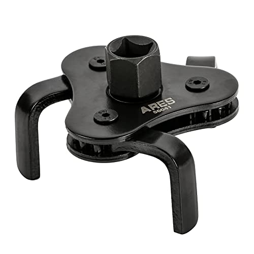 ARES 56041 – Adjustable 3-Jaw Oil Filter Wrench – 2 1/2-Inch to 4 Inch (63mm to 101mm) Capacity – Use with 3/8 or 1/2-Inch Drive Ratchets or 7/8-Inch Wrenches – Carbon Steel Construction - size: 2.5"-4", style: Adjustable 3-Jaw Oil Filter Wrench