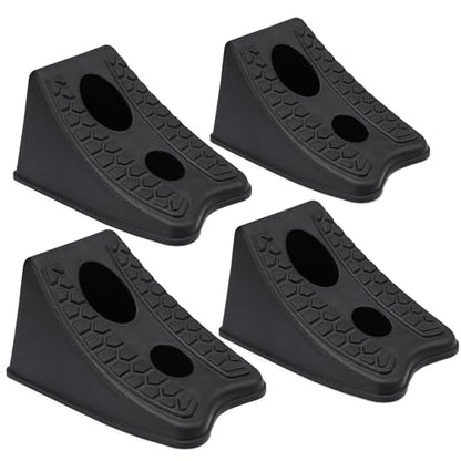TONDA Wheel Chocks, Heavy Duty Wheel Wedge for Car, Travel Trailer, 4 Pack | SPACE-SAVING DESIGN, ANTI-SLIP SURFACE, TRIANGULAR DESIGN, HEAVY-DUTY - color: 4 PACK