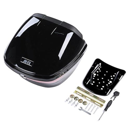 33L Motorcycle Case Black Motorcycle Top Case Tail Box for Scooter Trunk Tour Storage Box Carrier with Lock - size: 33L