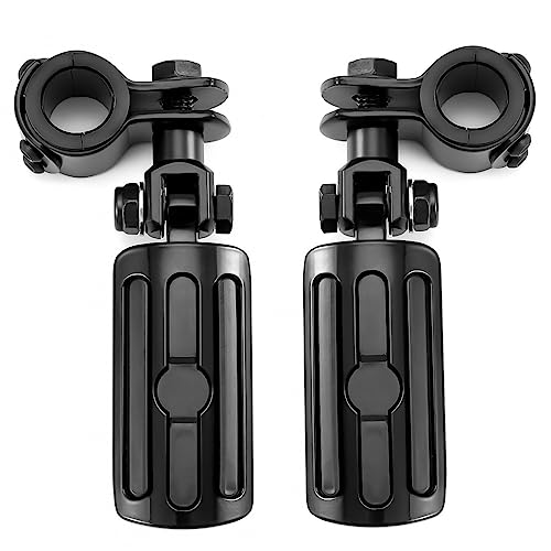 Highway Foot Pegs Fit for Motorcycle 1 inch to 1 1/3 inch with Engine Guard, Footpegs for Indian Harley Honda Suzuki Yamaha (Black) - color: Black