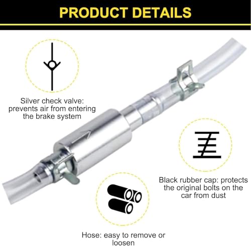 4 PCS Universal Brake Fluid Deflerator, Brake Bleed Hose, Brake System Bleeding Tools, Auto Motorcycle Clutch One-Way Check Valve Tube Deflation Tool Kit Hose with Metal Clamp (4 PCS) - color: 4 PCS