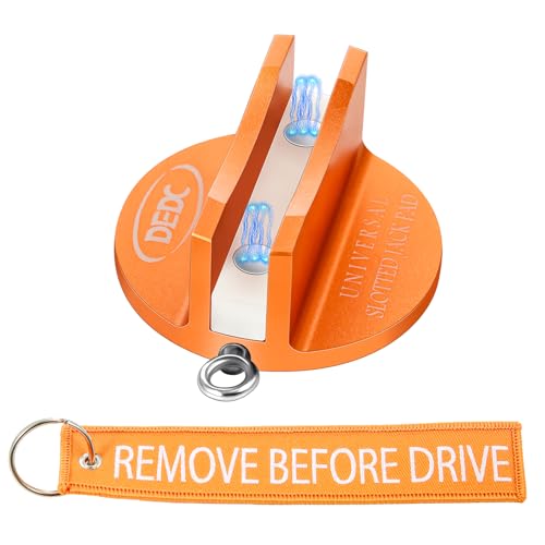 DEDC Pinch Weld Jack Pad Floor Stands, Jack Accessories Supplies Change Tire Repair Tires Oil Must Have Lifting Pucks Pads Adapter with Slotted Side for Car SUV Truck Pickup Sedan MPV Wagon - size: Orange 1 Pc with 1 Reminder Streamer