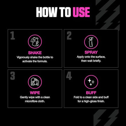 Muc-Off High Performance Waterless Bike Wash 750ml (Pack of 1) | Spray & Wipe Bike Cleaner | No Water Needed | Safe on Carbon Fibre | Cleans & Polishes with a Streak-Free Finish - size: 25.36 Fl Oz (Pack of 1)