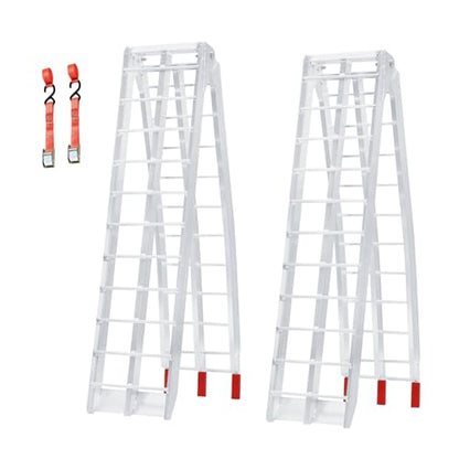 7.5FT Aluminum Ramps, Folding Loading Ramps, 3000 lbs Aluminum Alloy Loading Ramp, Trailers Ramp with Load Straps, for ATV/Motorcycles/Trucks, 89.8" Lx12 W, Set of 2, Silver