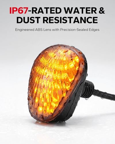 Amazicha Motorcycle Flush Mount Turn Signal, 2PCS 12V Smoked LED Indicator Light Blinker Fit for Yamaha YZF R1 R3 R6 R6S Fazer FZ FZ1 FZ6 FZ6R FZ07 FZ8 FZ09 MT-07 MT-09 TMAX, Amber