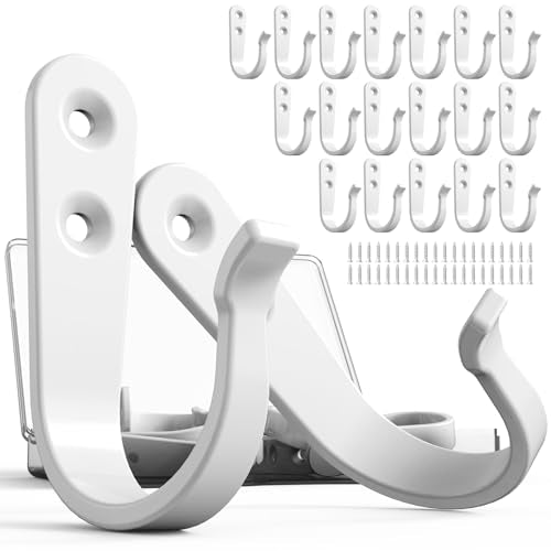 BREYDROK Hook for Hanging - 20PCS Hook for Hanging, Wall Hooks for Coats, Heavy Duty Single Prong Wall Hooks with 40 Pieces Screws (White) - color: 20pcs + White