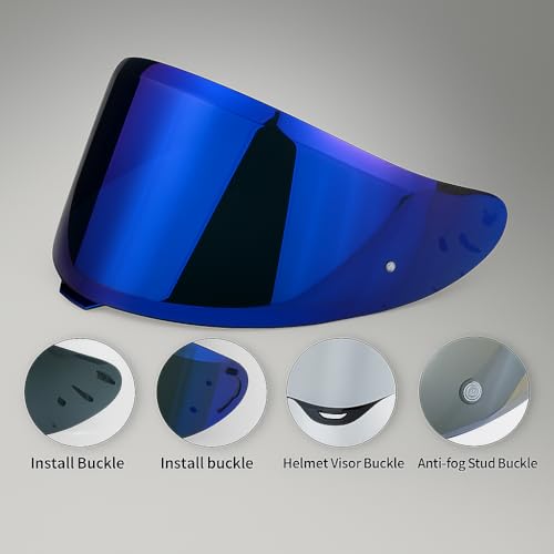Shoei RF1400 X15 Helmet Visor Replacement Shield, Anti-Fog Sun Shield Accessory Compatible with RF-1400, X15, CWR-2, Z8, X-SPR PRO(Translucent blue) - color: Translucent Blue