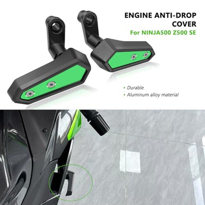 for NINJA500 Z500 SE Ninja 500 z500 se 2024 2025 2026 Accessories Engine Anti-Fall Protection Cover Motorcycle Body Anti-Fall Block Side Cover Protection Frame Slider Impact Engine Drop pad (Black) - color: Black