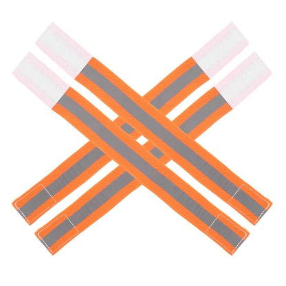 4pcs Reflective Leg and Arm Bands for Cycling Adjustable High Visibility Elastic Straps, Wide Safety Bands for Night Riding and Running, Orange