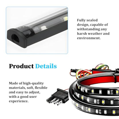59" Truck Tailgate Light Strip, 108 LED 4 Function Vihicle Single Row Brake Running Turn Signal Light Rear Lighting Bar, Pickup Tail Strip Reverse Lamp, Universal for Trailer Truck Pickup - size: Single 1.5M