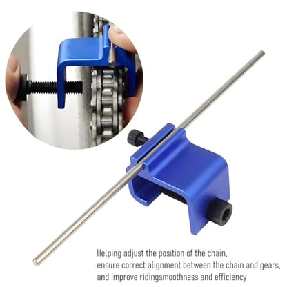 ATV Chain Alignment Tool, Aluminum Motorcycle Sprocket Chain Tensioner Adjustment, UTV Quick Accurate Alignment Tool Accessories, Universal for Dirt Bike Snowmobile Scooter (Blue) - color: Blue