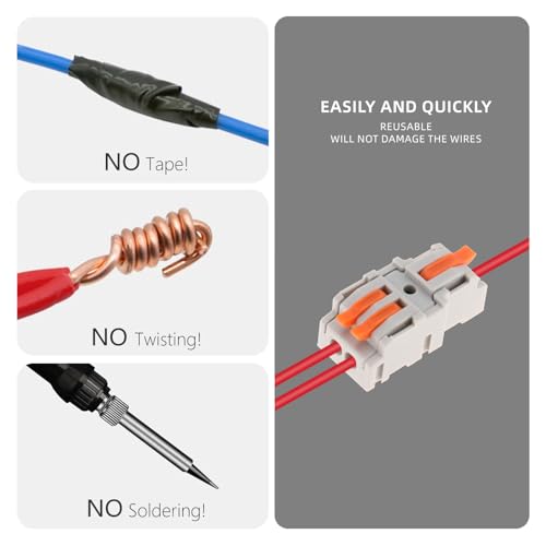 DIANN 30pcs Lever Wire Connectors Kit 5 Circuit Inline Splices 2 Compact Splicing Wire Connectors Kit Quick Wiring Connector Assortment Kit for AWG 28-12 - style: 30pcs Assortment Kit
