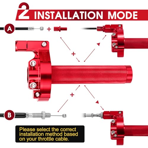 Throttle Grip Throttle Cable Motorcycle 22mm Universal CNC Aluminum Accelerator Throttle Twist Grips Handlebars for KLX CR CRF EXC XR TTR CB SSR ATV Dirt Bike Pit Bike - color: Style-B-Red