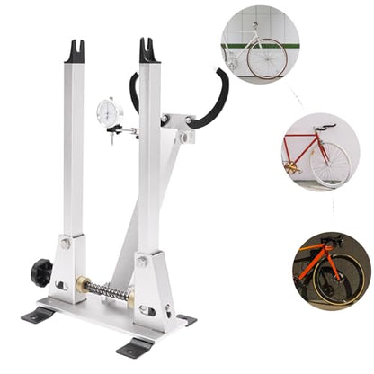 Professional Bicycle Wheel Truing Stand with Caliper Gauge & Tool Kit, Adjustable Foldable Bike Repair Stand for Rim Brake Maintenance, Home Garage Workshop Use for Cyclists