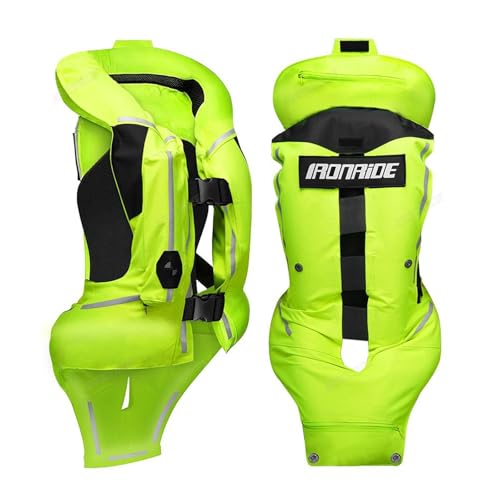 Upgraded Motorcycle Airbag Vest,Inflatable Equestrian Vest with Reflective for Adult Motocross ATV UTV - color: Green, size: XX-Large
