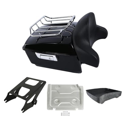 Vivid Black King Tour Luggage Trunk Backrest Two Up Mounting Rack Plate Fit for Harley Touring 2014-2025 Electra Glide CVO Street Road Glide Road King - color: A Style#5 King Trunk Backrest