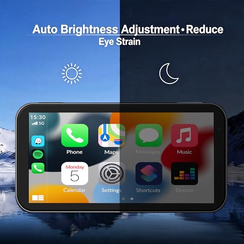 6.25" Motorcycle Carplay & Android Auto Touch Screen | GPS Navigation System with Bluetooth & Wifi, Navigation, Siri, Google Assistant with Wire Control