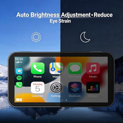 6.25" Motorcycle Carplay & Android Auto Touch Screen | GPS Navigation System with Bluetooth & Wifi, Navigation, Siri, Google Assistant with Wire Control