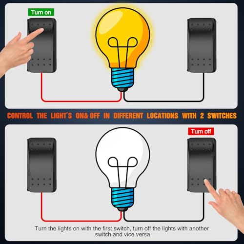 Nilight 3 Way Switch On Off Toggle Rocker Control a Single Load from Two Separate Locations 12V 24V Waterproof 3-Way Switches for RV Camper Can-Am ATVs UTVs Cars Trucks - color: 3-Way Switch 2PCS