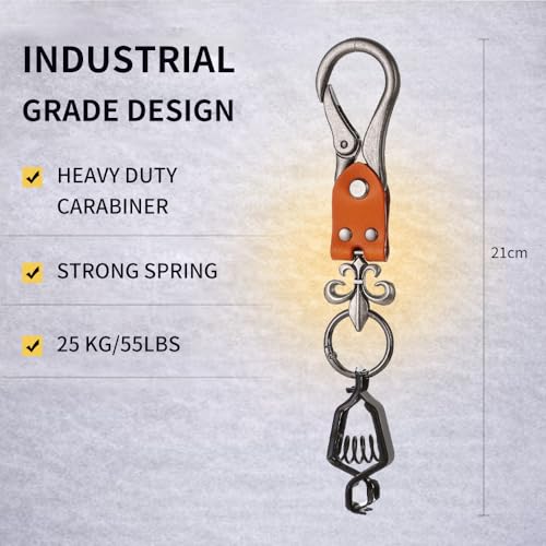 Heavy Duty Glove & Hat Clip with Carabiner, All-Metal Spring Clamp Work Glove Holder for Tool Belt, Harness, Backpack - style: Knight