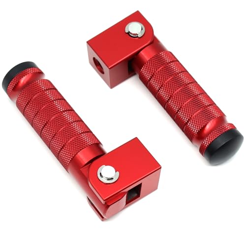 Red Motorcycle Bicycle Folding Foot Pegs 90 Degree Foldable Electric Motorbike Ebike For Super73 S2/ZX/RX/R/S Passenger Footrests Rearsets Rear Set Footpegs foot Rest Pedals M8 Install Bolts - color: Red-Foldable